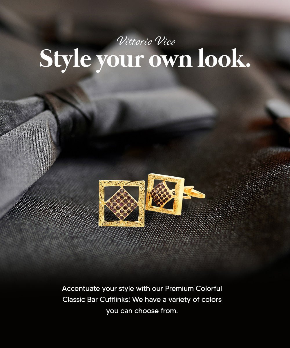 Vittorio Vico Colorful Classic Bar Cufflinks: CL19XX Series - Suits You Sir - CL 1902 -
