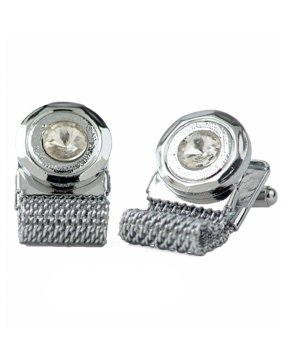 Vittorio Vico Colorful Crystal Chain Cufflinks in Gift Box - Suits You Sir - Orange and Silver -