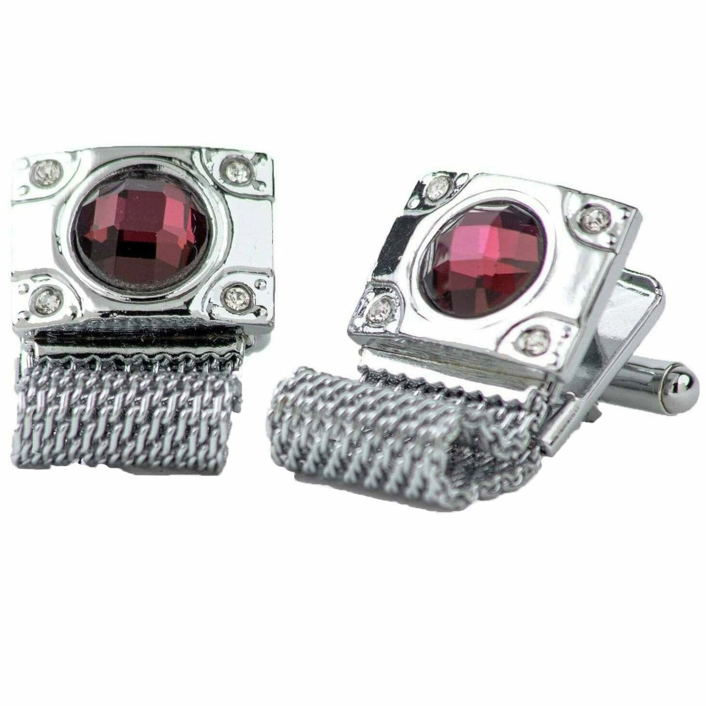 Vittorio Vico Colorful Crystal Chain Cufflinks in Gift Box - Suits You Sir - Purple and Silver -