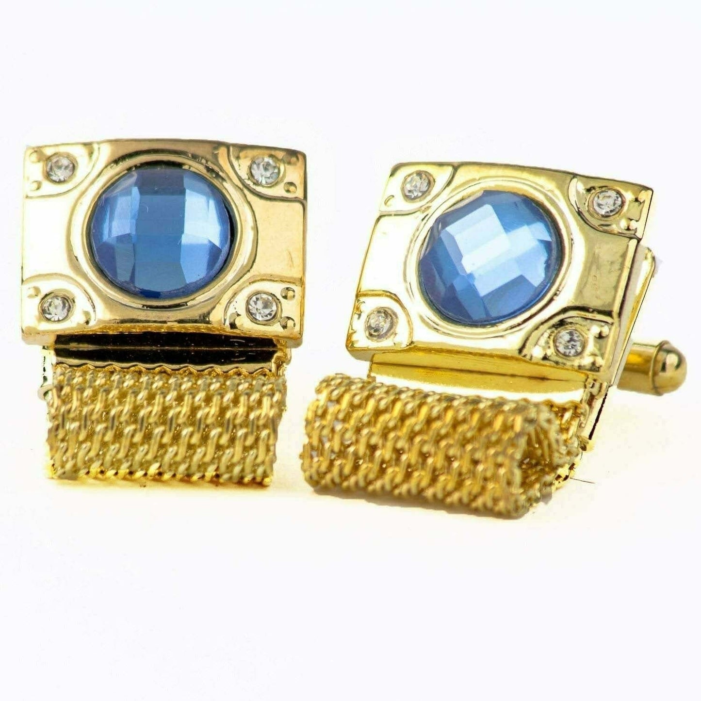 Vittorio Vico Colorful Crystal Chain Cufflinks in Gift Box - Suits You Sir - Royal Blue and Silver -