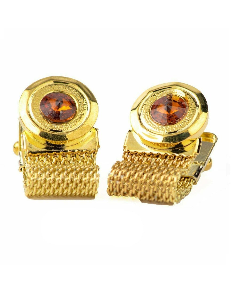 Vittorio Vico Colorful Crystal Chain Cufflinks in Gift Box - Suits You Sir - Yellow and Silver -
