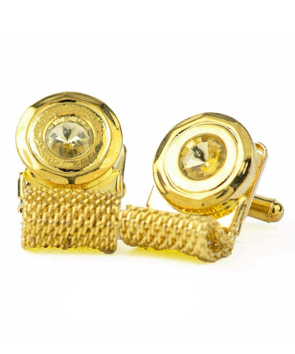 Vittorio Vico Colorful Crystal Chain Cufflinks in Gift Box - Suits You Sir - Yellow and Silver -