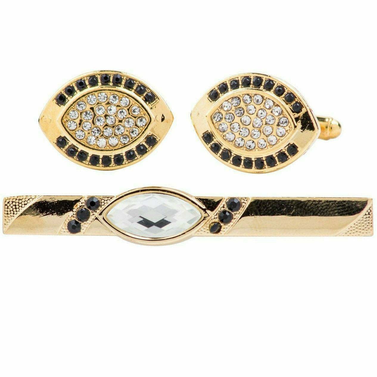 Vittorio Vico Gold Rhinestone Cufflinks & Tie Bar Set in Gift Box - Suits You Sir - CR - 069 -