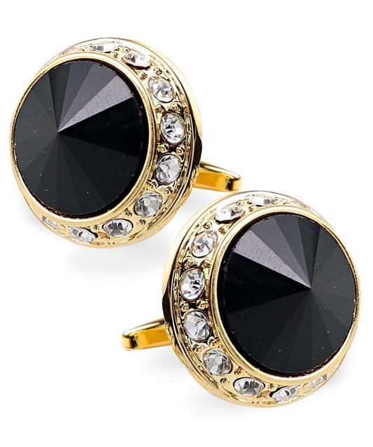 Vittorio Vico Large Bling Colorstone Cufflinks: CL15XX Series - Suits You Sir - Black and Gold -