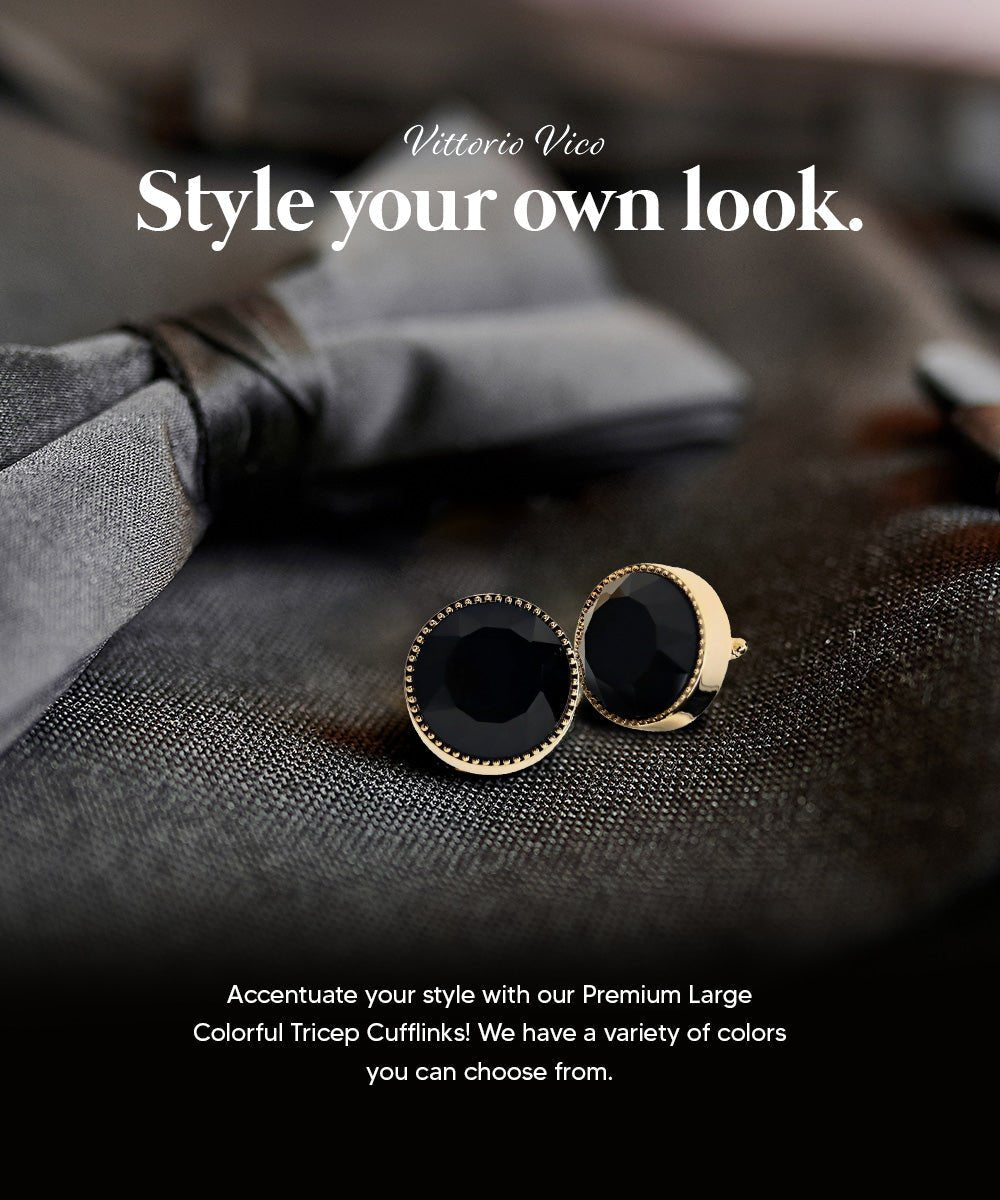 Vittorio Vico Large Colorful Tricep Colorstone Cufflinks: CL16XX Series - Suits You Sir - Black and Gold -