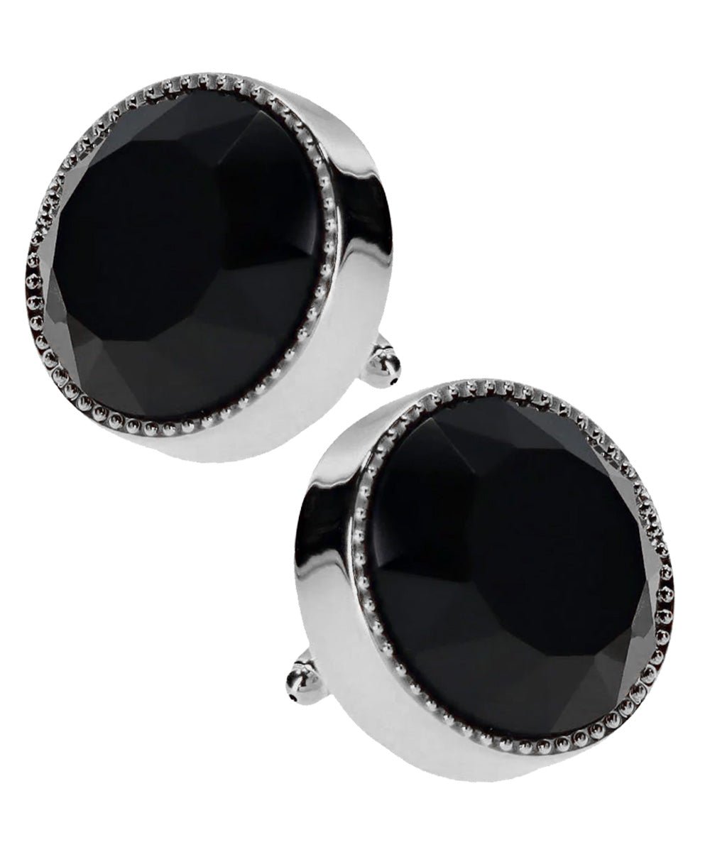 Vittorio Vico Large Colorful Tricep Colorstone Cufflinks: CL16XX Series - Suits You Sir - Black and Silver -