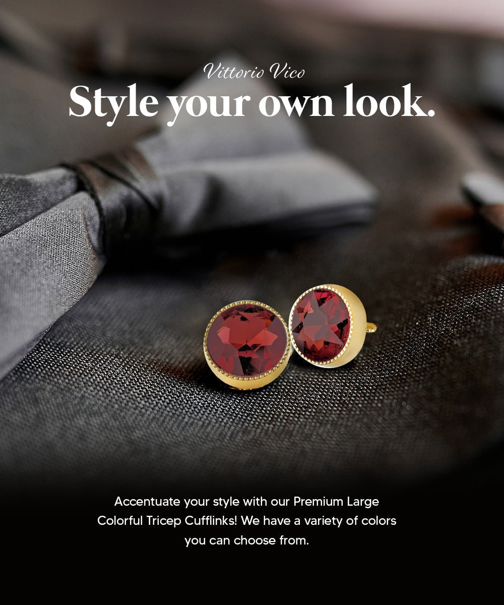Vittorio Vico Large Colorful Tricep Colorstone Cufflinks: CL16XX Series - Suits You Sir - Burgundy and Gold -