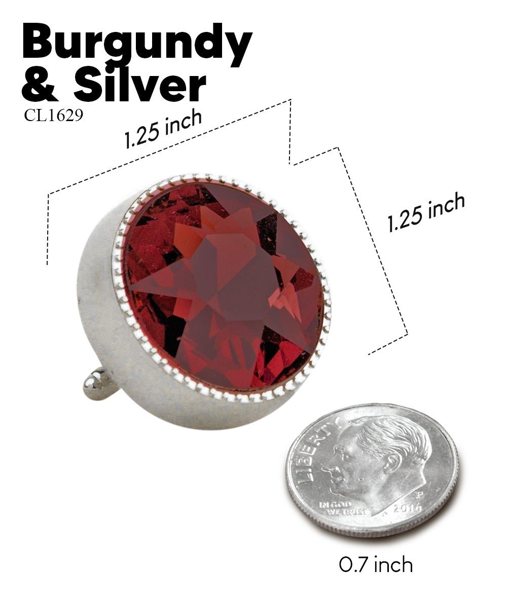 Vittorio Vico Large Colorful Tricep Colorstone Cufflinks: CL16XX Series - Suits You Sir - Burgundy and Silver -