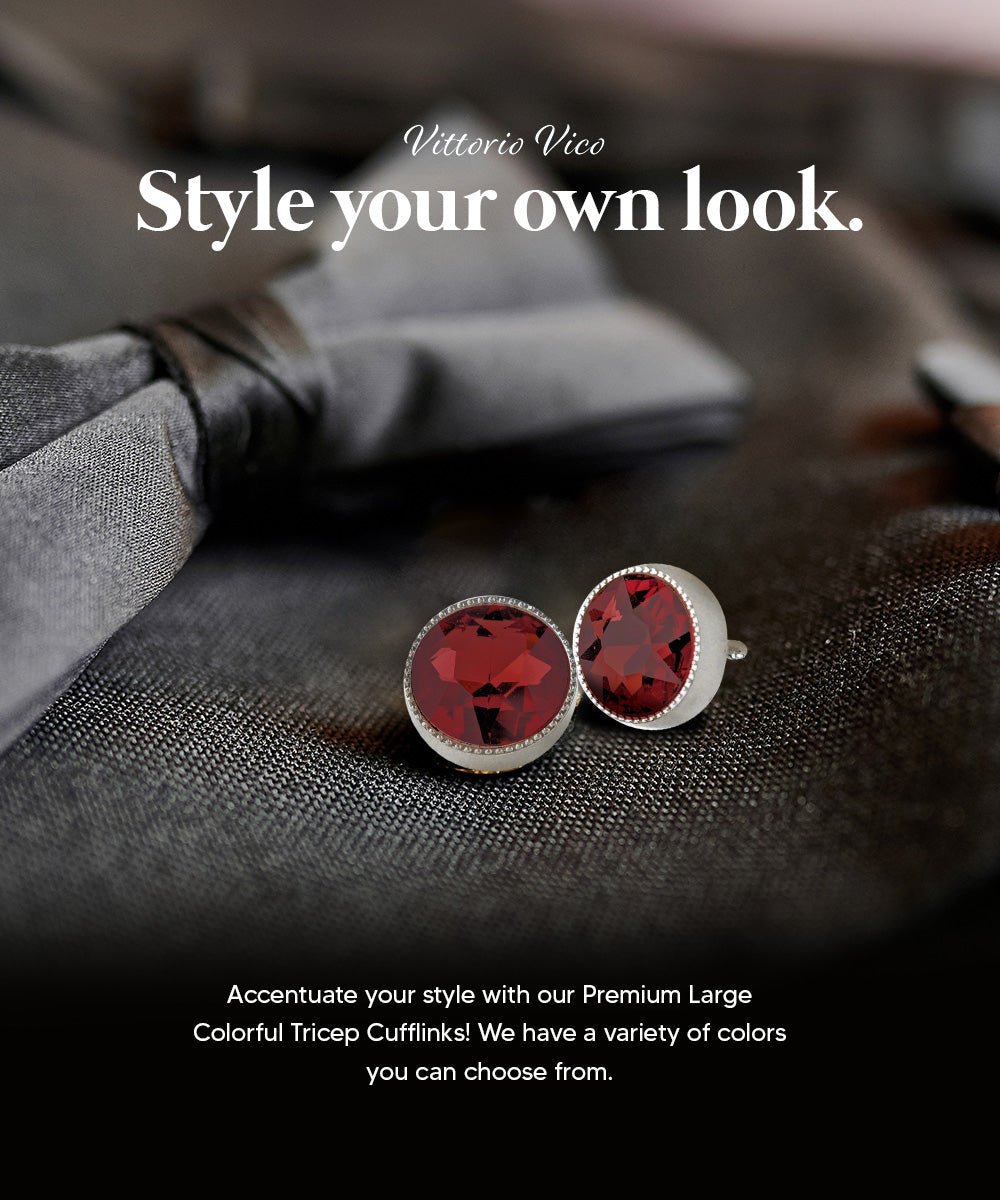 Vittorio Vico Large Colorful Tricep Colorstone Cufflinks: CL16XX Series - Suits You Sir - Burgundy and Silver -