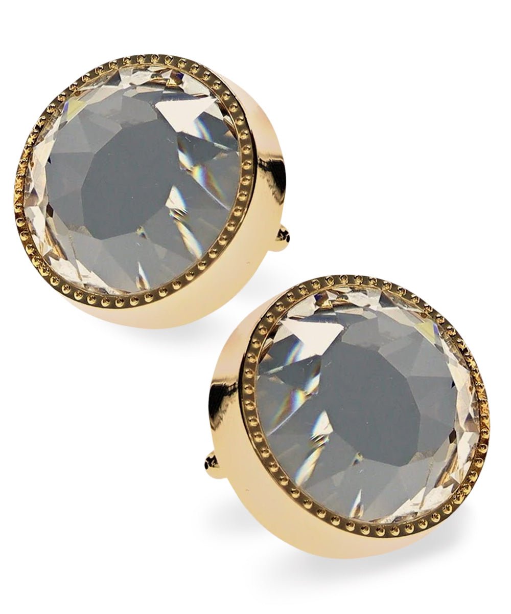 Vittorio Vico Large Colorful Tricep Colorstone Cufflinks: CL16XX Series - Suits You Sir - Clear and Gold -