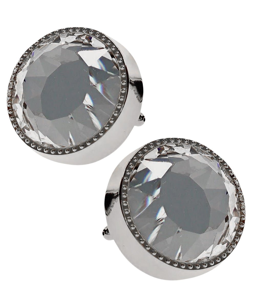 Vittorio Vico Large Colorful Tricep Colorstone Cufflinks: CL16XX Series - Suits You Sir - Clear and Silver -