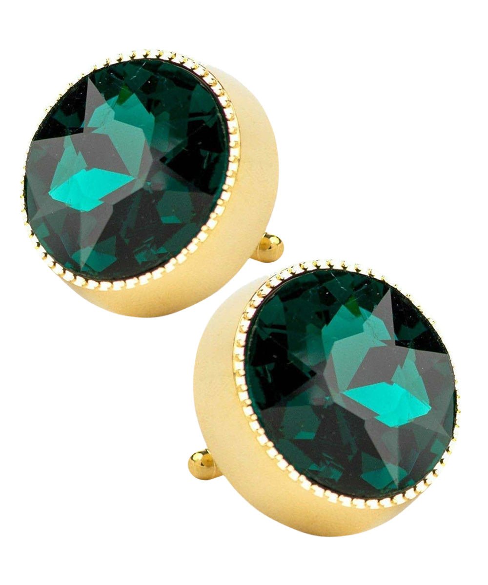 Vittorio Vico Large Colorful Tricep Colorstone Cufflinks: CL16XX Series - Suits You Sir - Emerald Green and Gold -