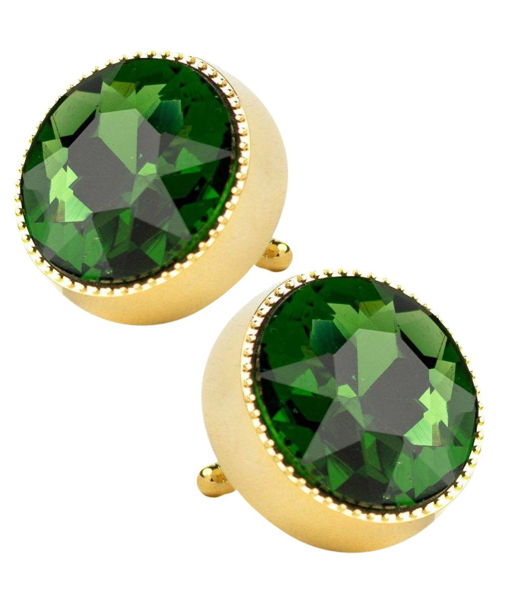 Vittorio Vico Large Colorful Tricep Colorstone Cufflinks: CL16XX Series - Suits You Sir - Green and Gold -