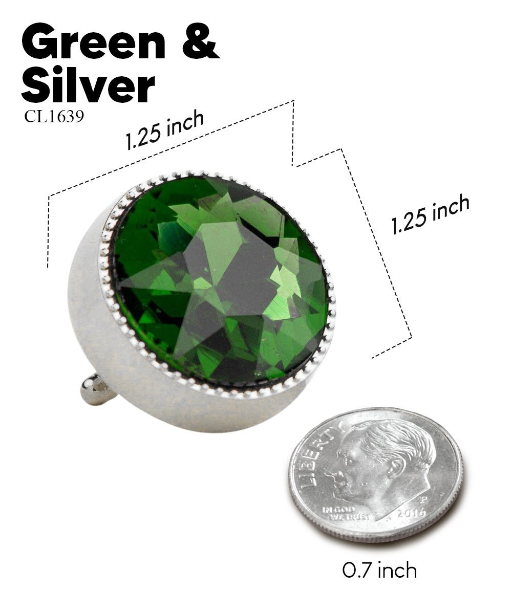 Vittorio Vico Large Colorful Tricep Colorstone Cufflinks: CL16XX Series - Suits You Sir - Green and Silver -