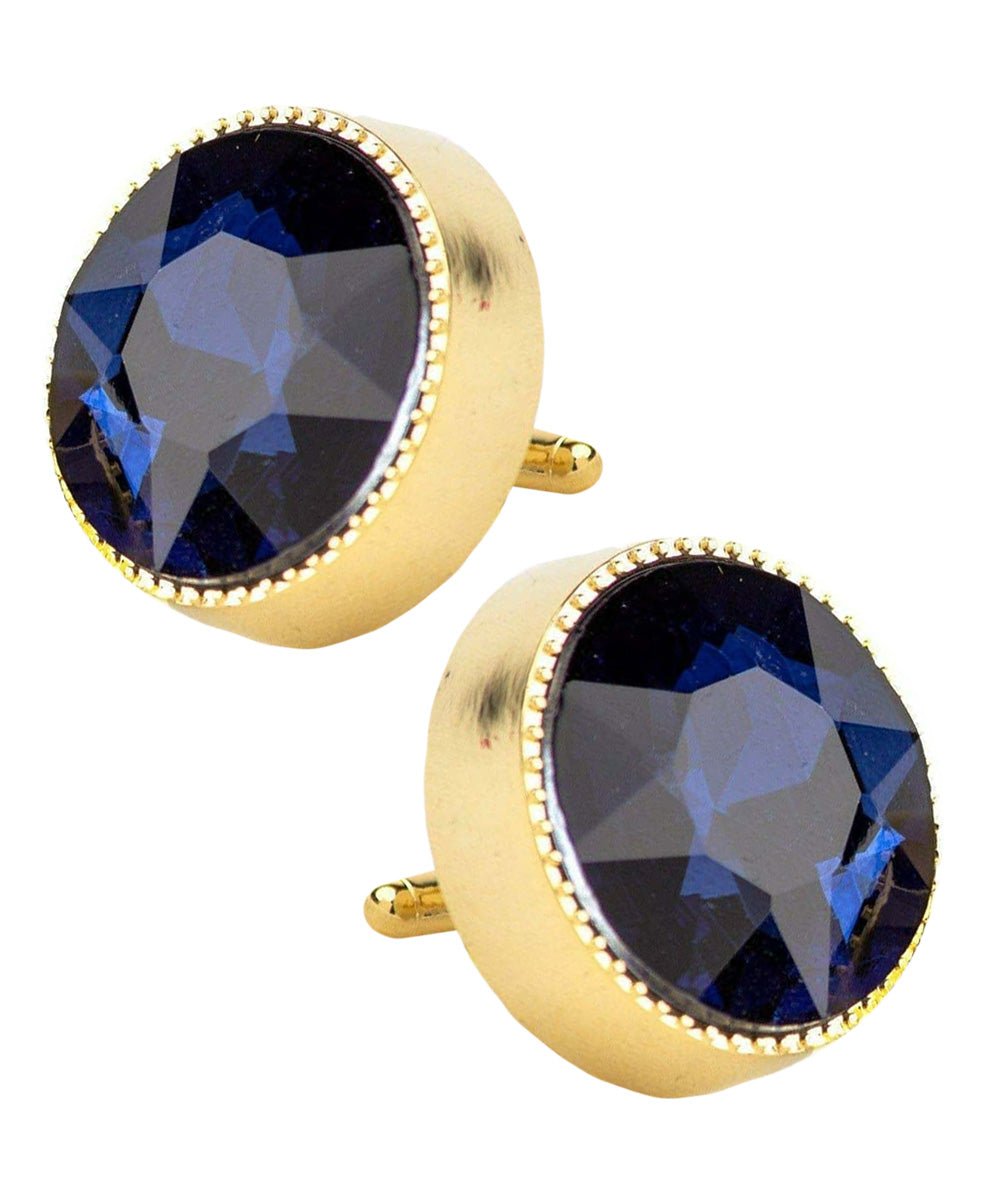 Vittorio Vico Large Colorful Tricep Colorstone Cufflinks: CL16XX Series - Suits You Sir - Navy Blue and Gold -