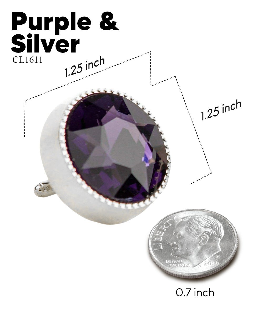 Vittorio Vico Large Colorful Tricep Colorstone Cufflinks: CL16XX Series - Suits You Sir - Purple and Silver -