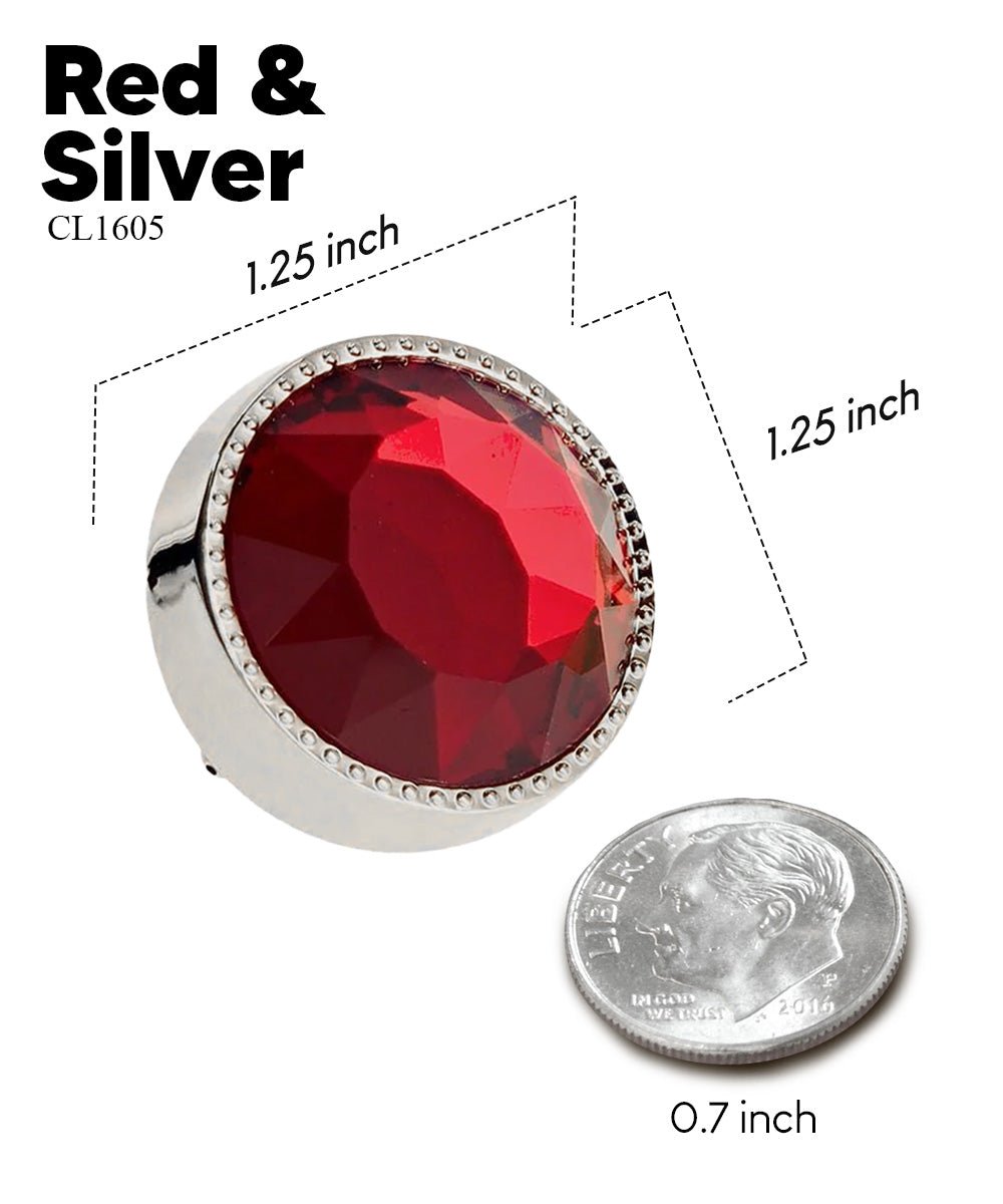 Vittorio Vico Large Colorful Tricep Colorstone Cufflinks: CL16XX Series - Suits You Sir - Red and Silver -