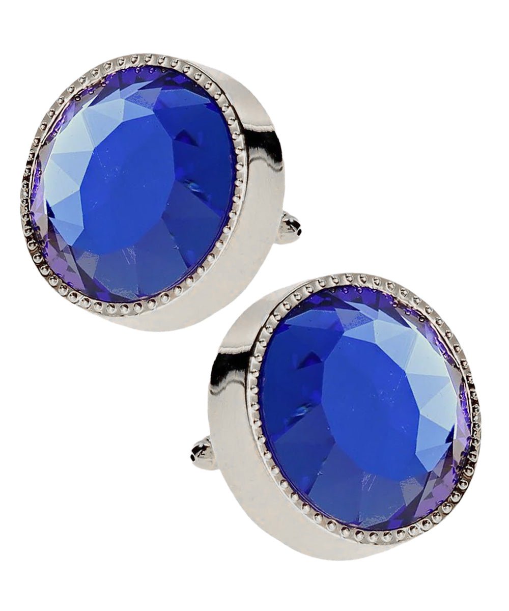 Vittorio Vico Large Colorful Tricep Colorstone Cufflinks: CL16XX Series - Suits You Sir - Royal Blue and Silver -