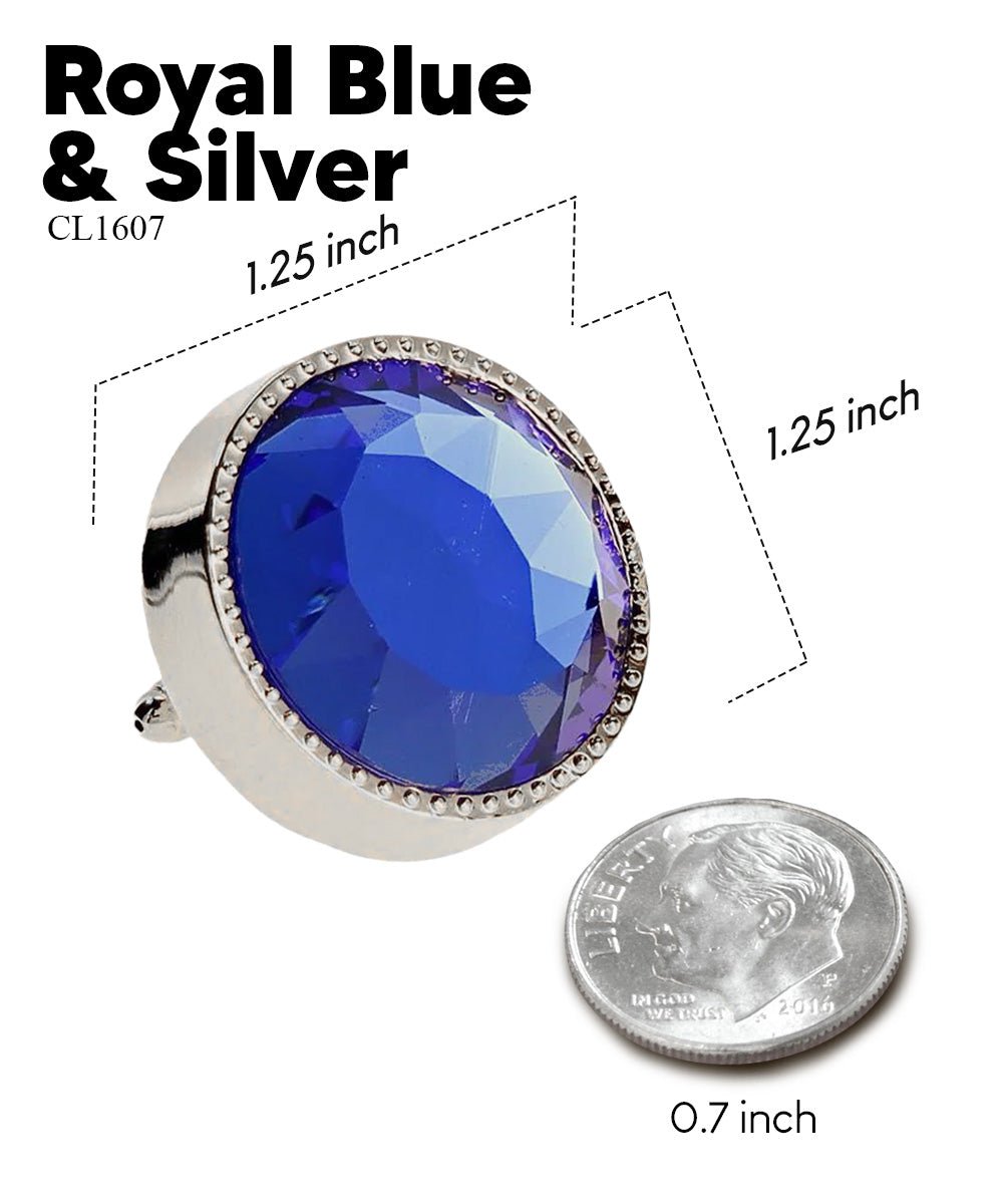 Vittorio Vico Large Colorful Tricep Colorstone Cufflinks: CL16XX Series - Suits You Sir - Royal Blue and Silver -