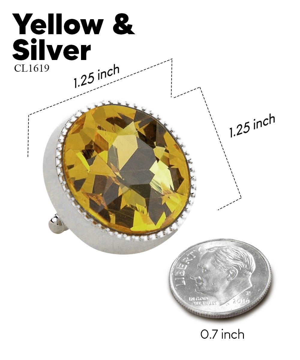Vittorio Vico Large Colorful Tricep Colorstone Cufflinks: CL16XX Series - Suits You Sir - Yellow and Silver -