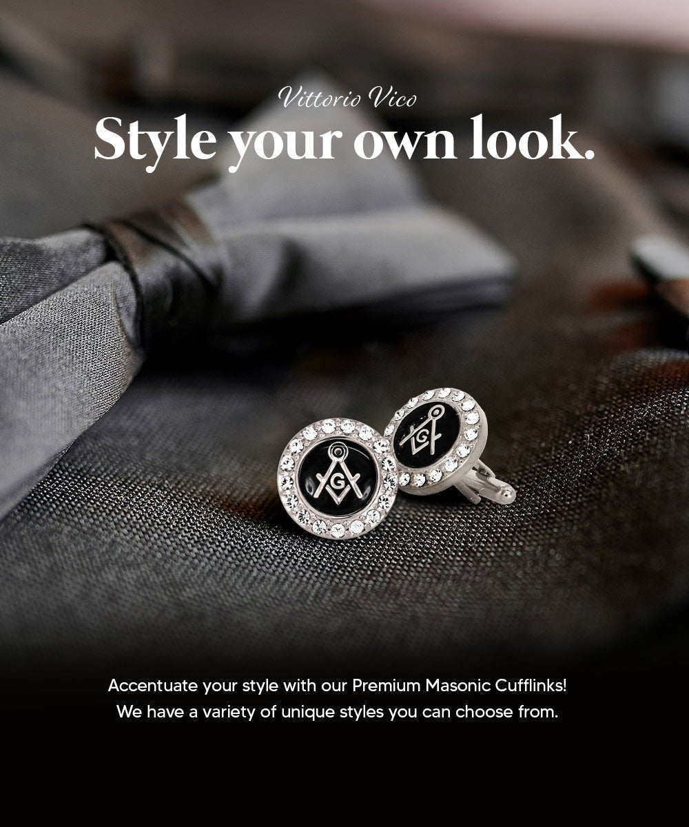 Vittorio Vico Masonic Themed Cufflinks: CL39XX Series - Suits You Sir - Bling and Silver -