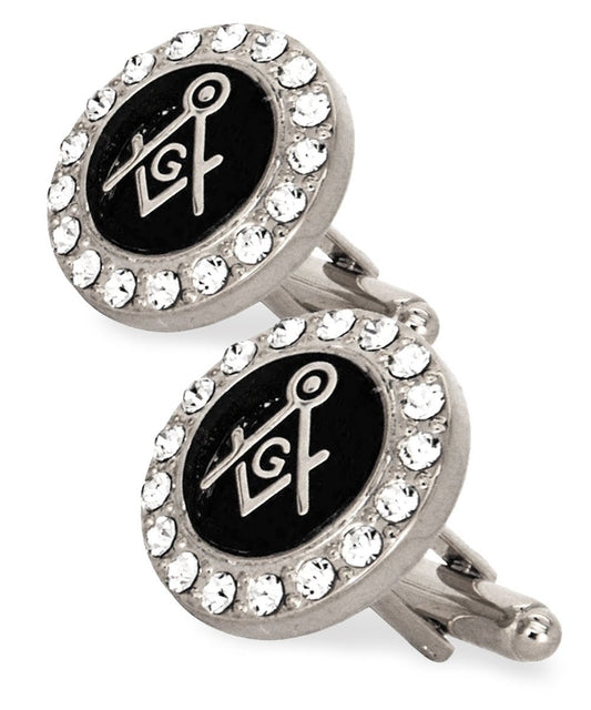 Vittorio Vico Masonic Themed Cufflinks: CL39XX Series - Suits You Sir - Bling and Silver -