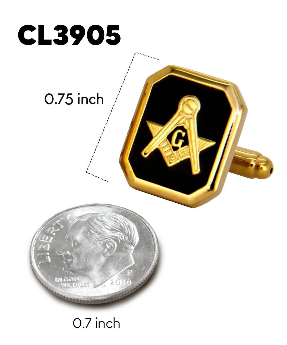 Vittorio Vico Masonic Themed Cufflinks: CL39XX Series - Suits You Sir - Onyx and Gold -