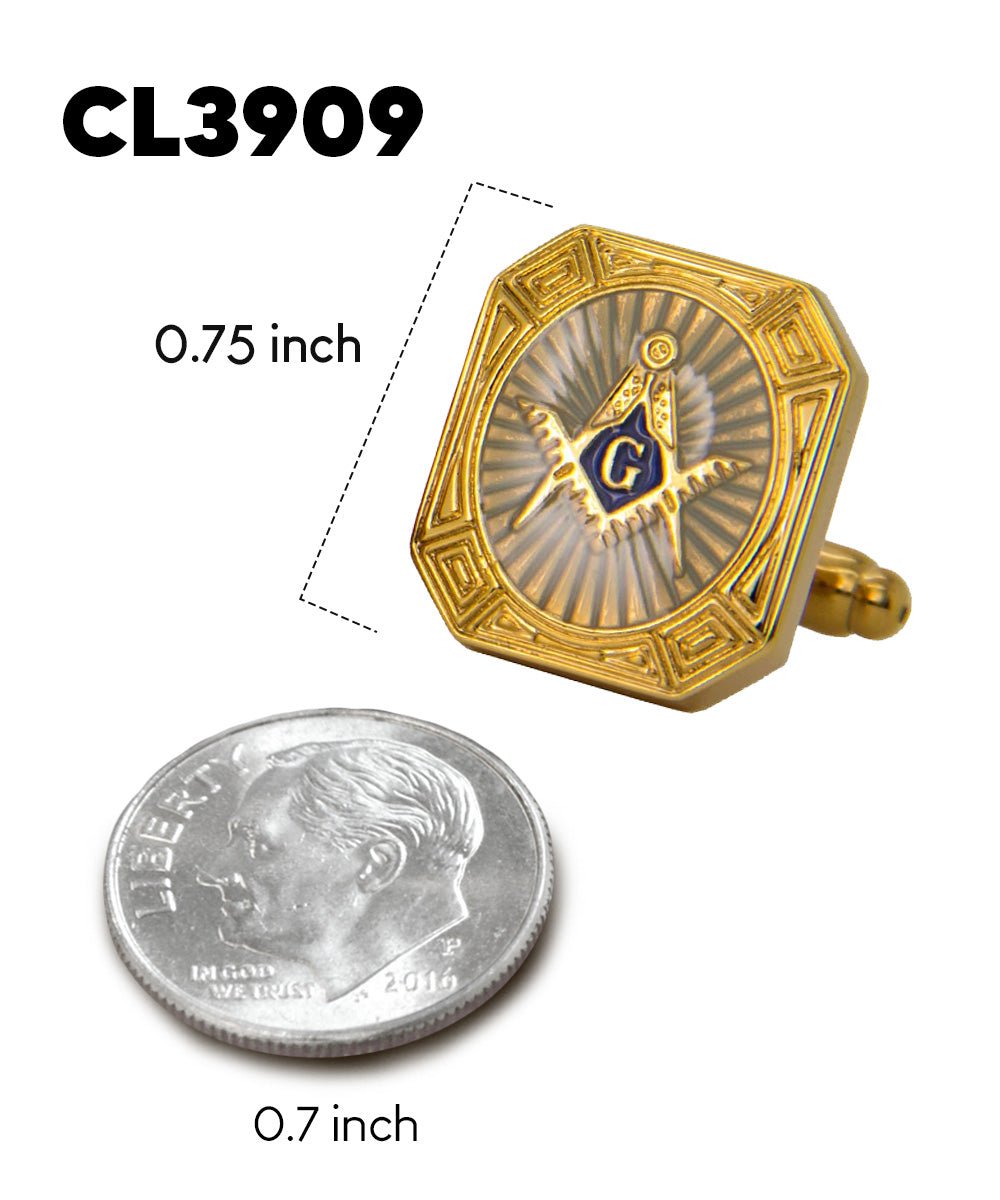 Vittorio Vico Masonic Themed Cufflinks: CL39XX Series - Suits You Sir - Rectangular and Gold -