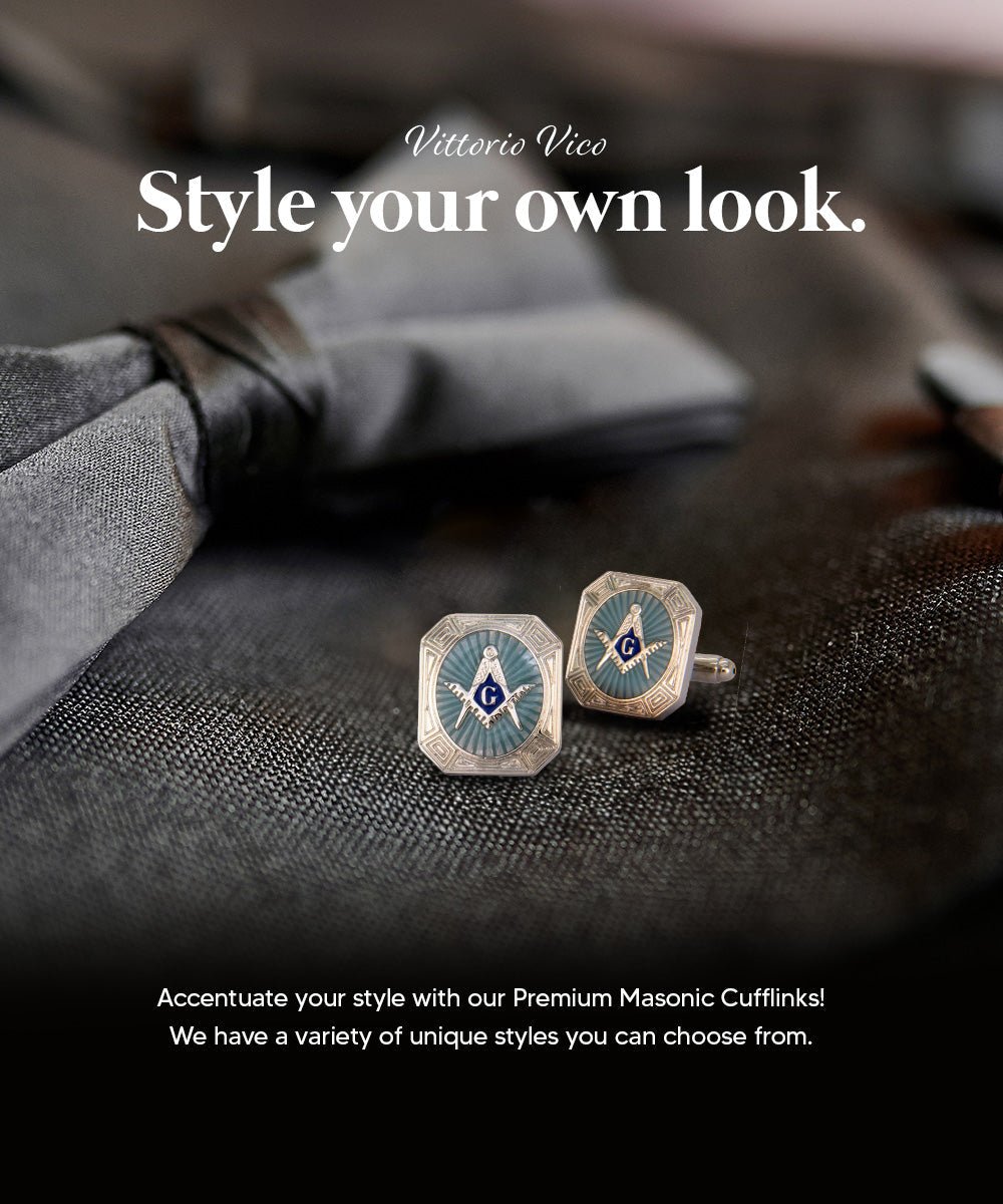Vittorio Vico Masonic Themed Cufflinks: CL39XX Series - Suits You Sir - Rectangular and Silver -