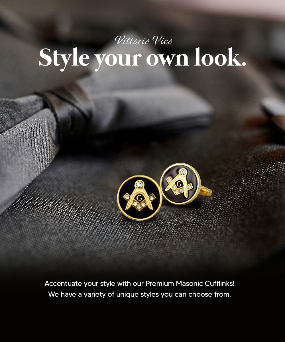 Vittorio Vico Masonic Themed Cufflinks: CL39XX Series - Suits You Sir - Round Studded and Gold -