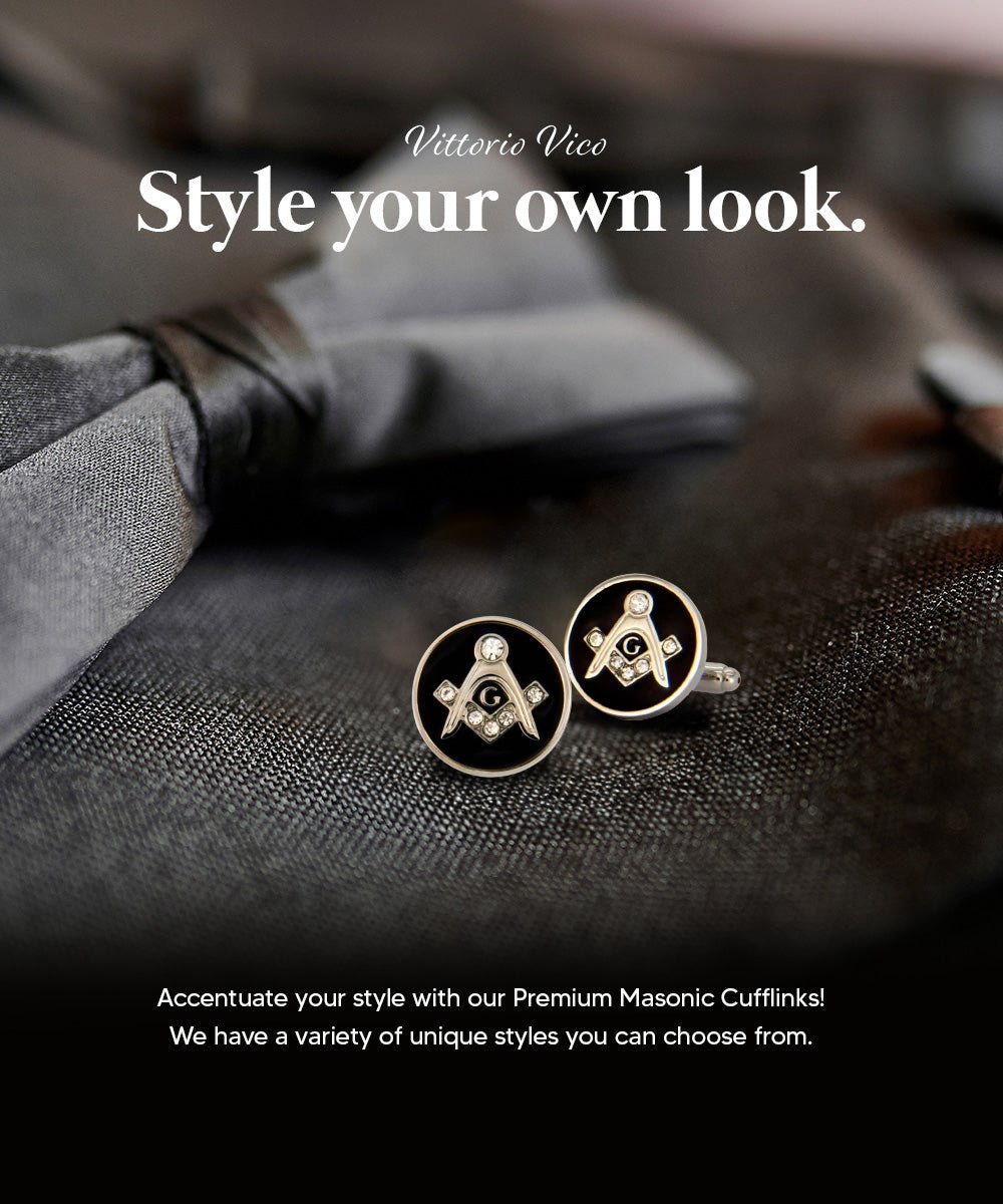 Vittorio Vico Masonic Themed Cufflinks: CL39XX Series - Suits You Sir - Round Studded and Silver -