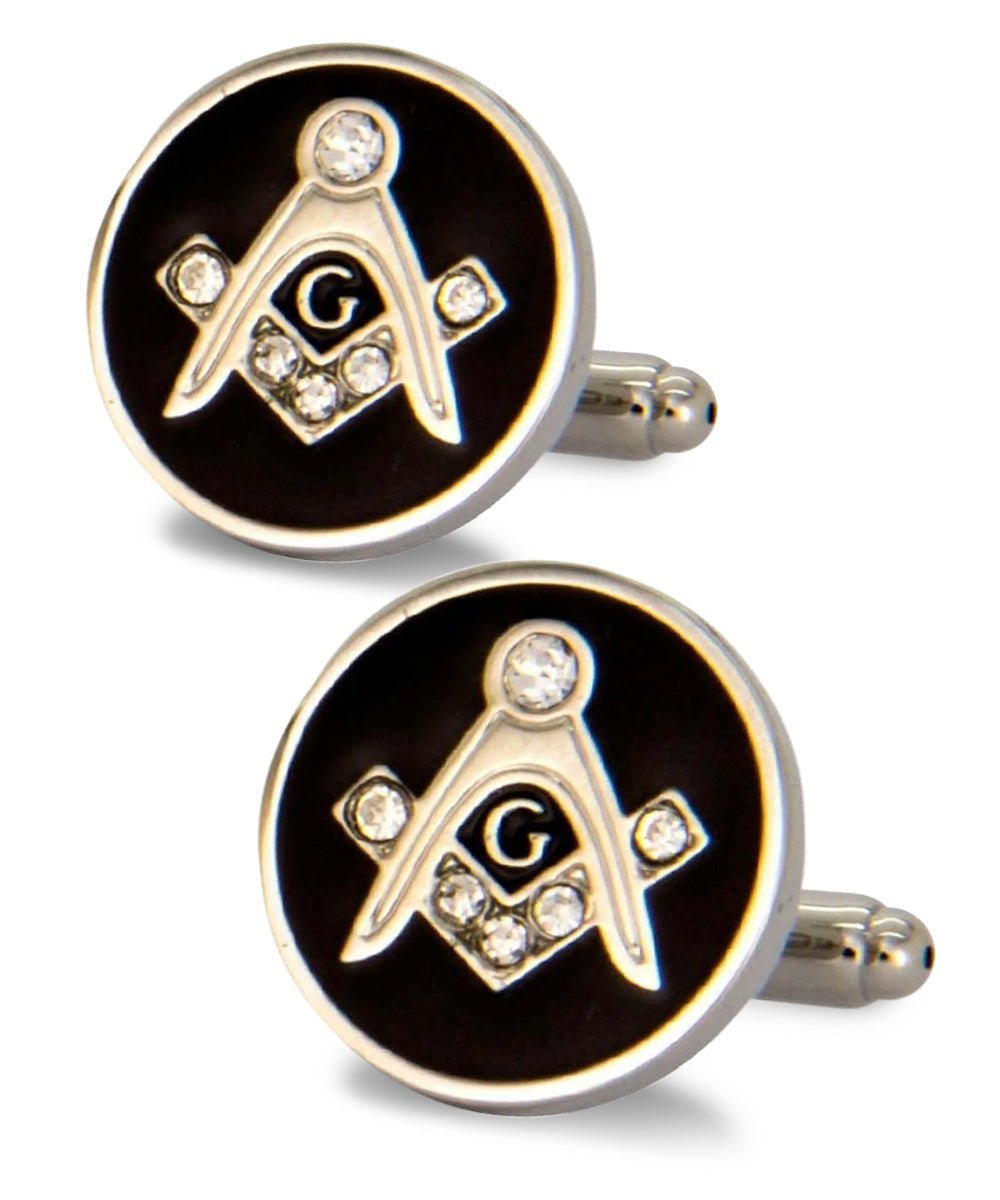 Vittorio Vico Masonic Themed Cufflinks: CL39XX Series - Suits You Sir - Round Studded and Silver -