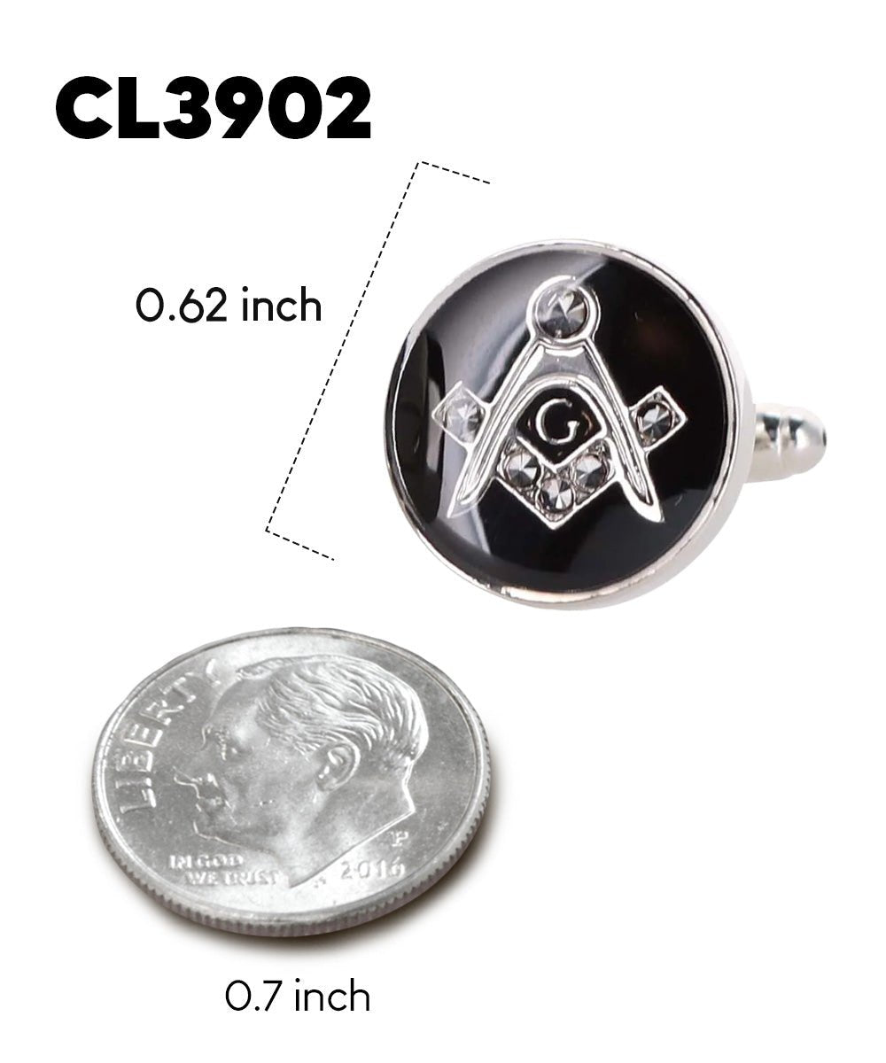 Vittorio Vico Masonic Themed Cufflinks: CL39XX Series - Suits You Sir - Shiny Round and Silver -
