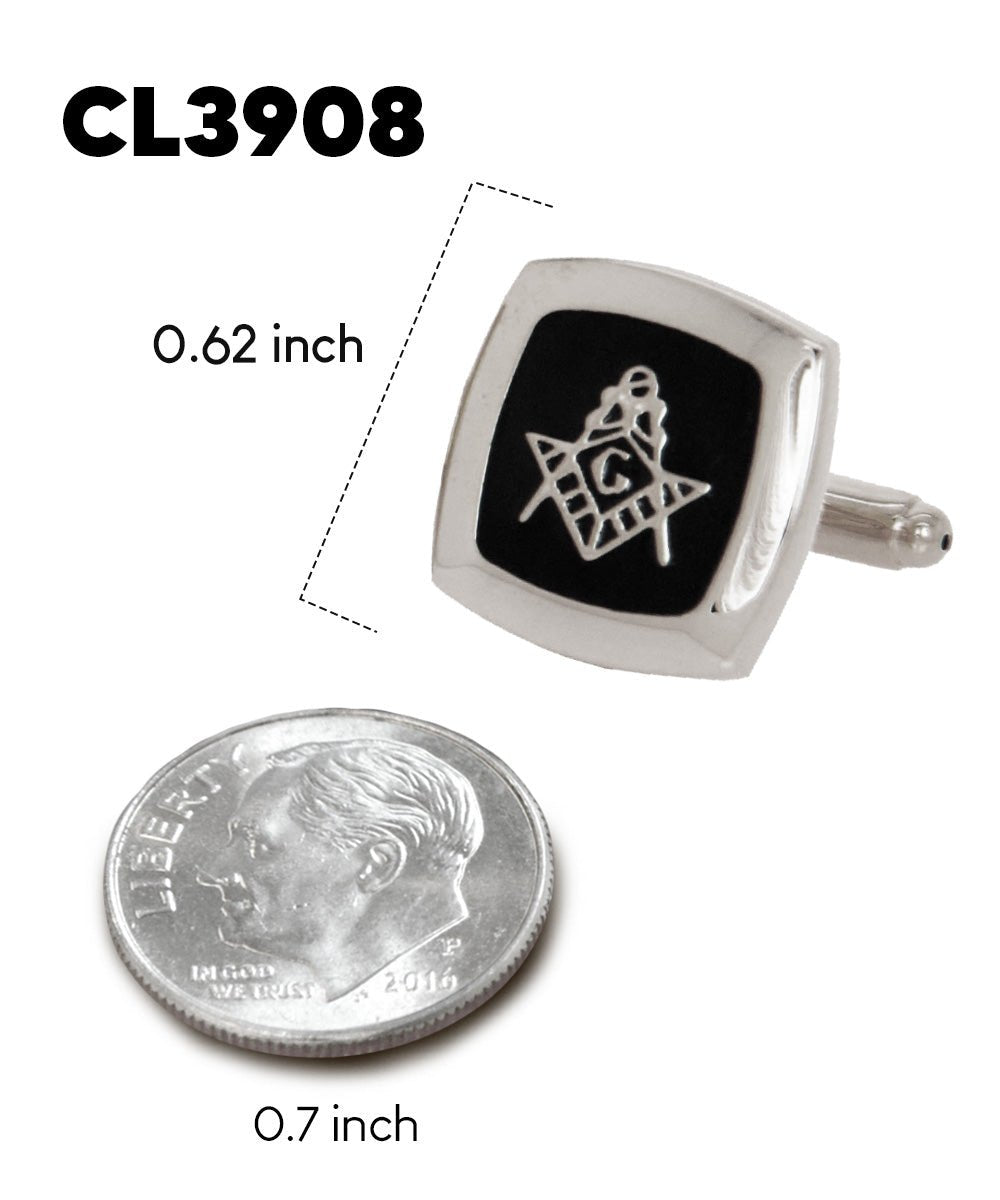 Vittorio Vico Masonic Themed Cufflinks: CL39XX Series - Suits You Sir - Square and Silver -