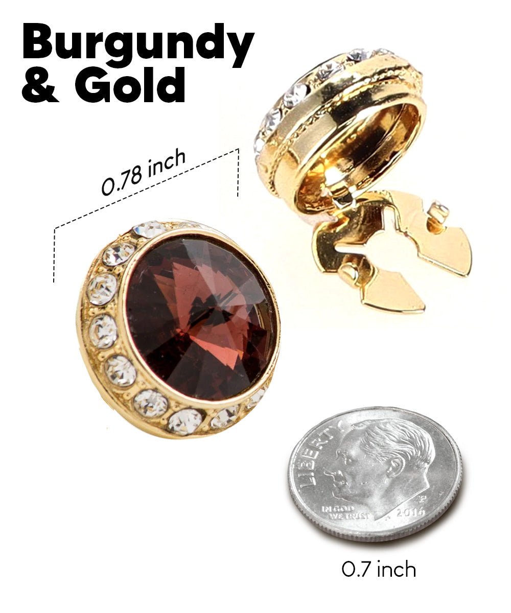 Vittorio Vico Men's Crystal Colorstone Button Cover - Suits You Sir - Burgundy and Gold -