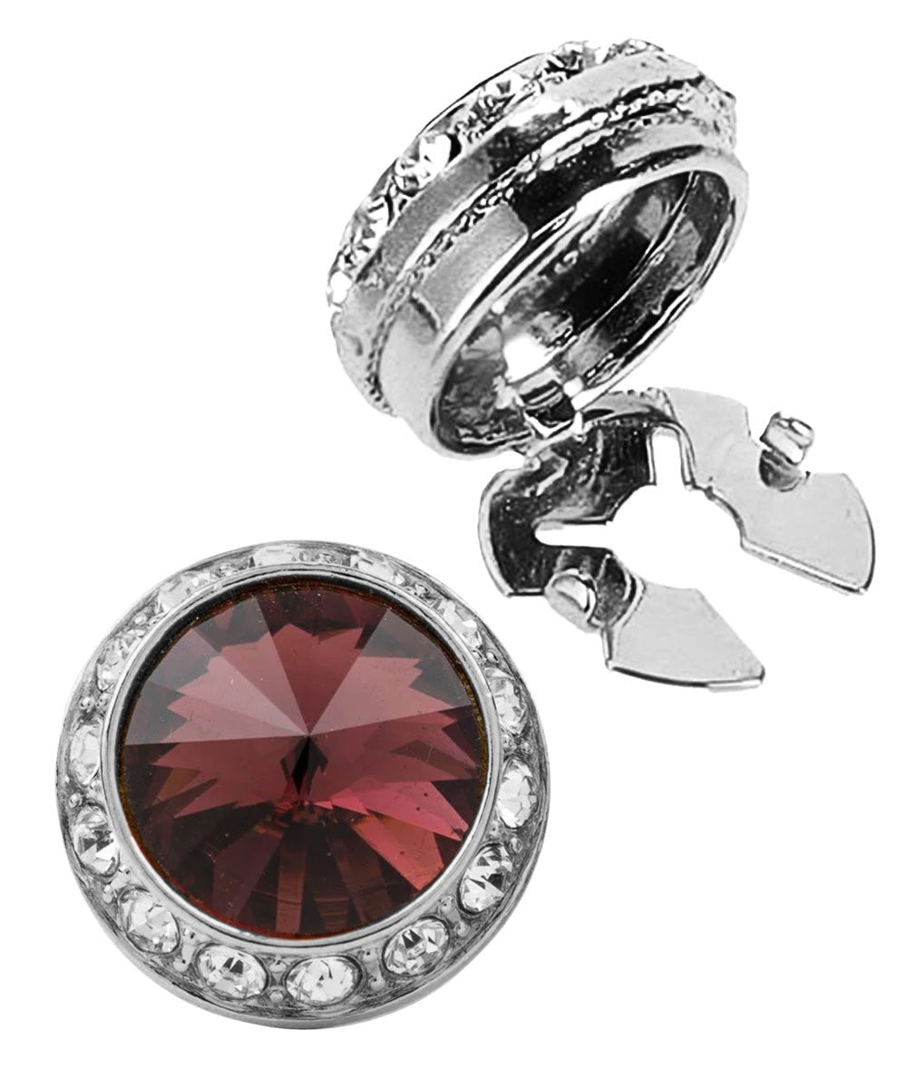 Vittorio Vico Men's Crystal Colorstone Button Cover - Suits You Sir - Burgundy and Silver -