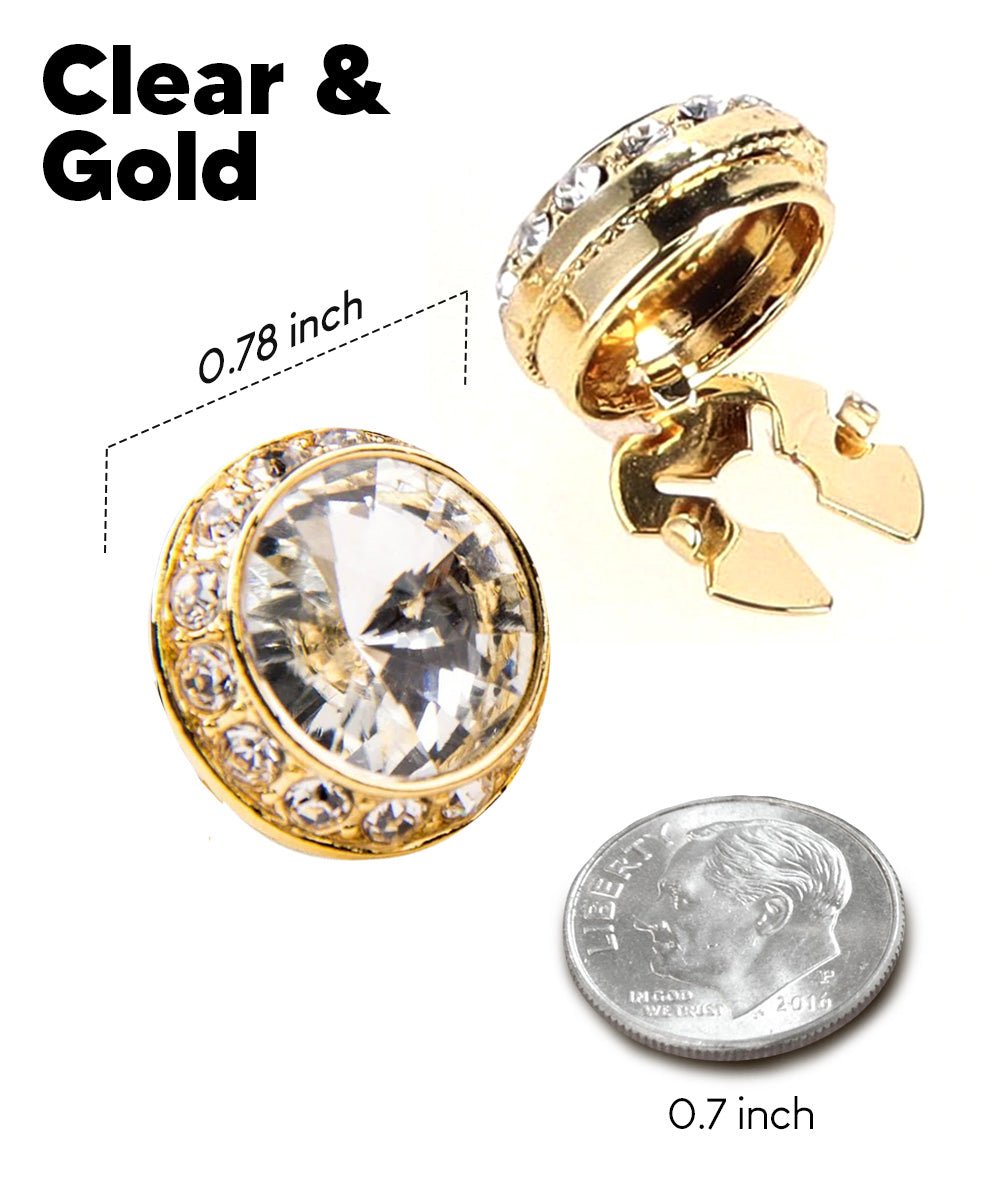 Vittorio Vico Men's Crystal Colorstone Button Cover - Suits You Sir - Clear and Gold -