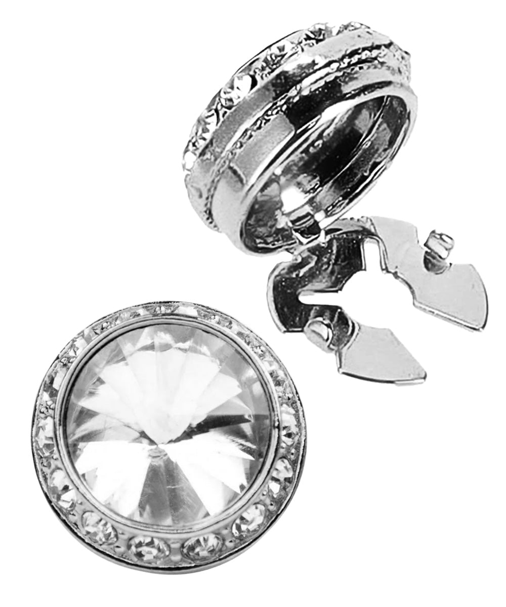 Vittorio Vico Men's Crystal Colorstone Button Cover - Suits You Sir - Clear and Silver -