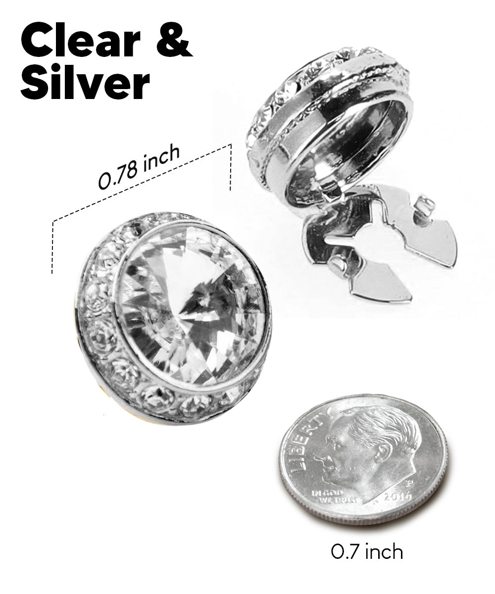 Vittorio Vico Men's Crystal Colorstone Button Cover - Suits You Sir - Clear and Silver -