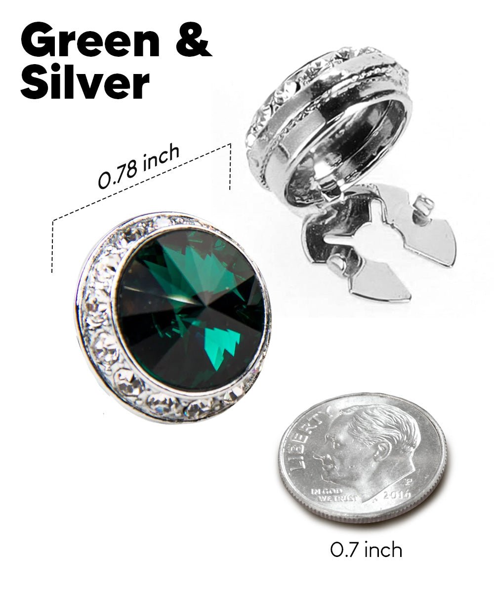 Vittorio Vico Men's Crystal Colorstone Button Cover - Suits You Sir - Green and Silver -