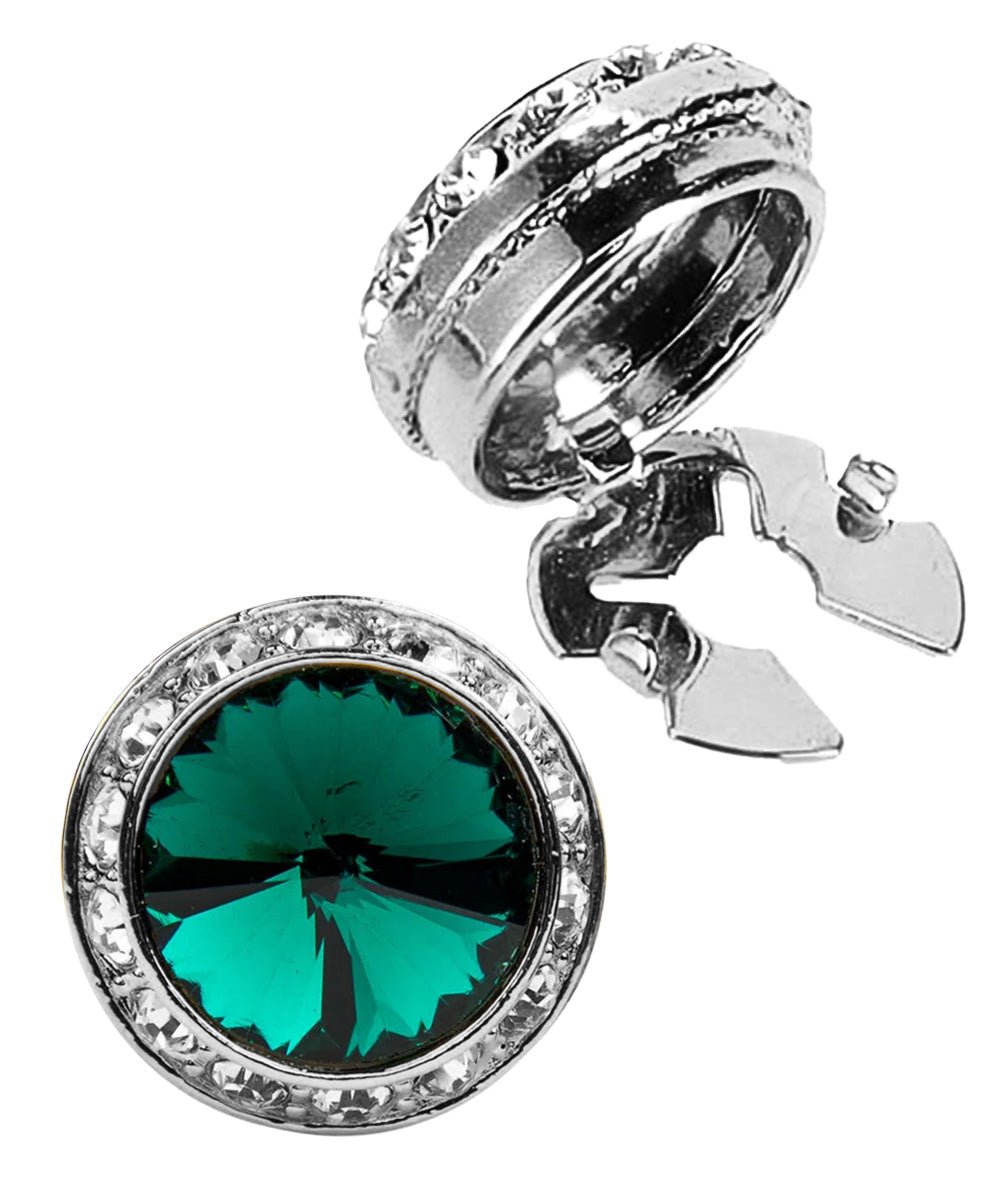 Vittorio Vico Men's Crystal Colorstone Button Cover - Suits You Sir - Green and Silver -