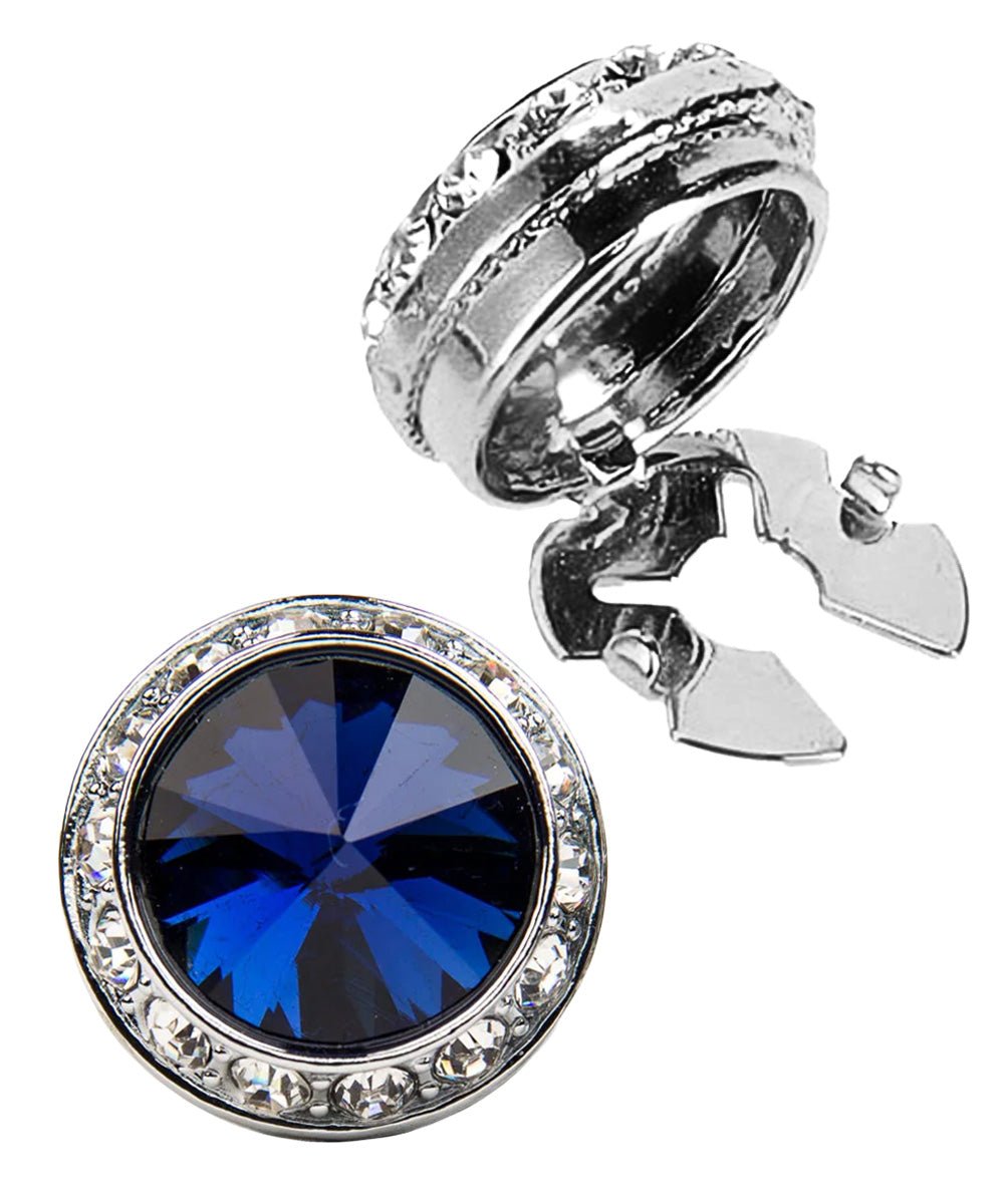 Vittorio Vico Men's Crystal Colorstone Button Cover - Suits You Sir - Navy Blue and Silver -