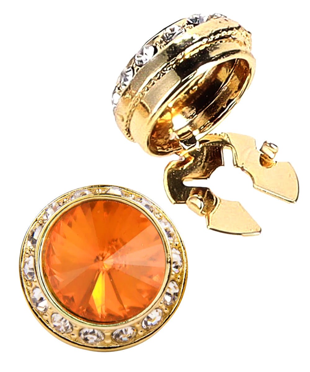 Vittorio Vico Men's Crystal Colorstone Button Cover - Suits You Sir - Orange and Gold -