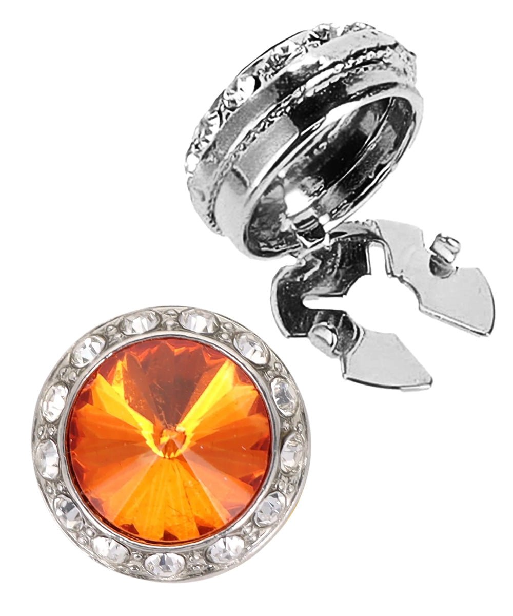 Vittorio Vico Men's Crystal Colorstone Button Cover - Suits You Sir - Orange and Silver -
