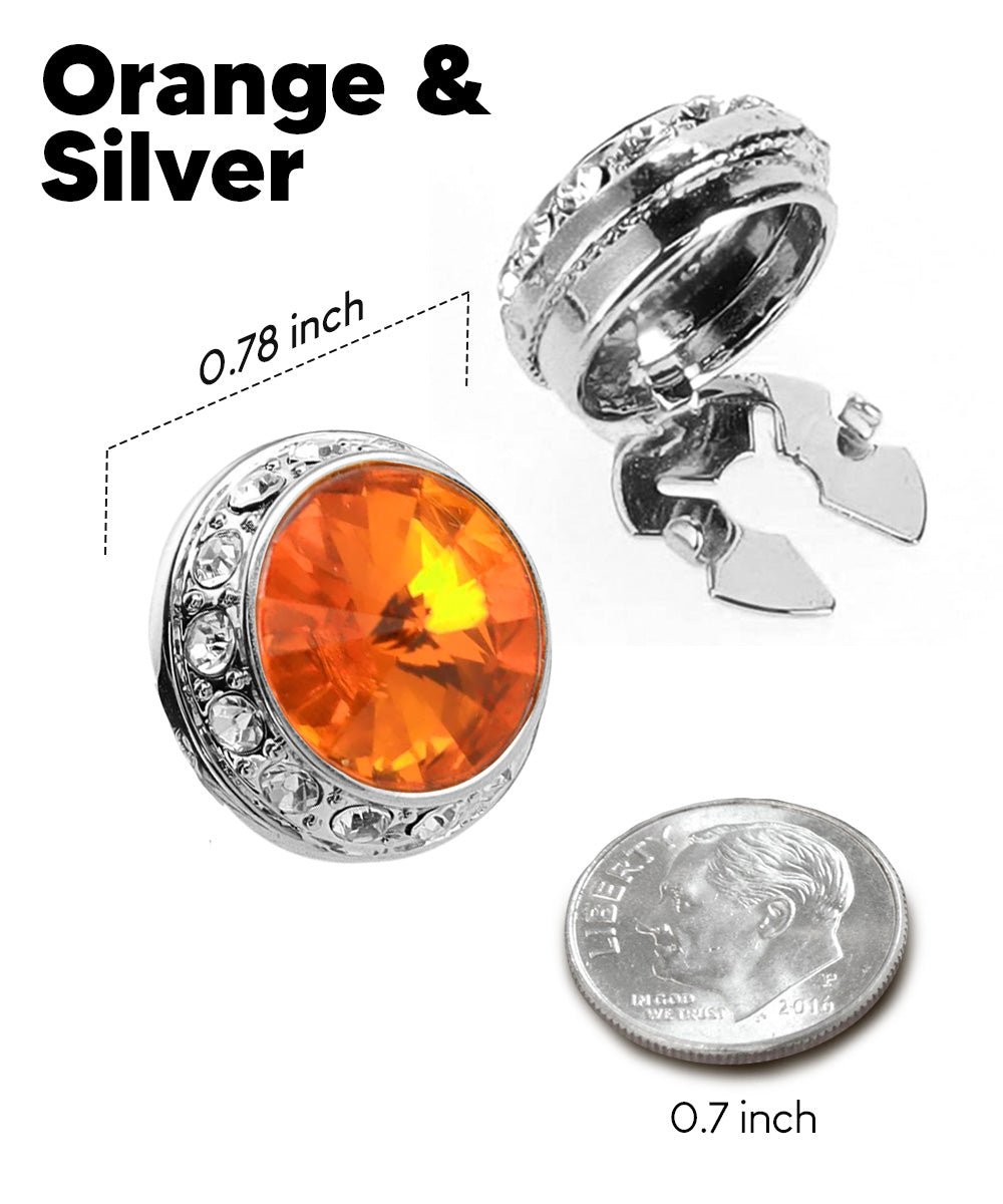 Vittorio Vico Men's Crystal Colorstone Button Cover - Suits You Sir - Orange and Silver -