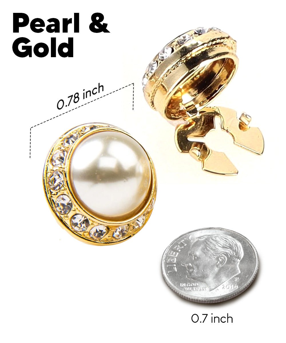 Vittorio Vico Men's Crystal Colorstone Button Cover - Suits You Sir - Pearl and Gold -