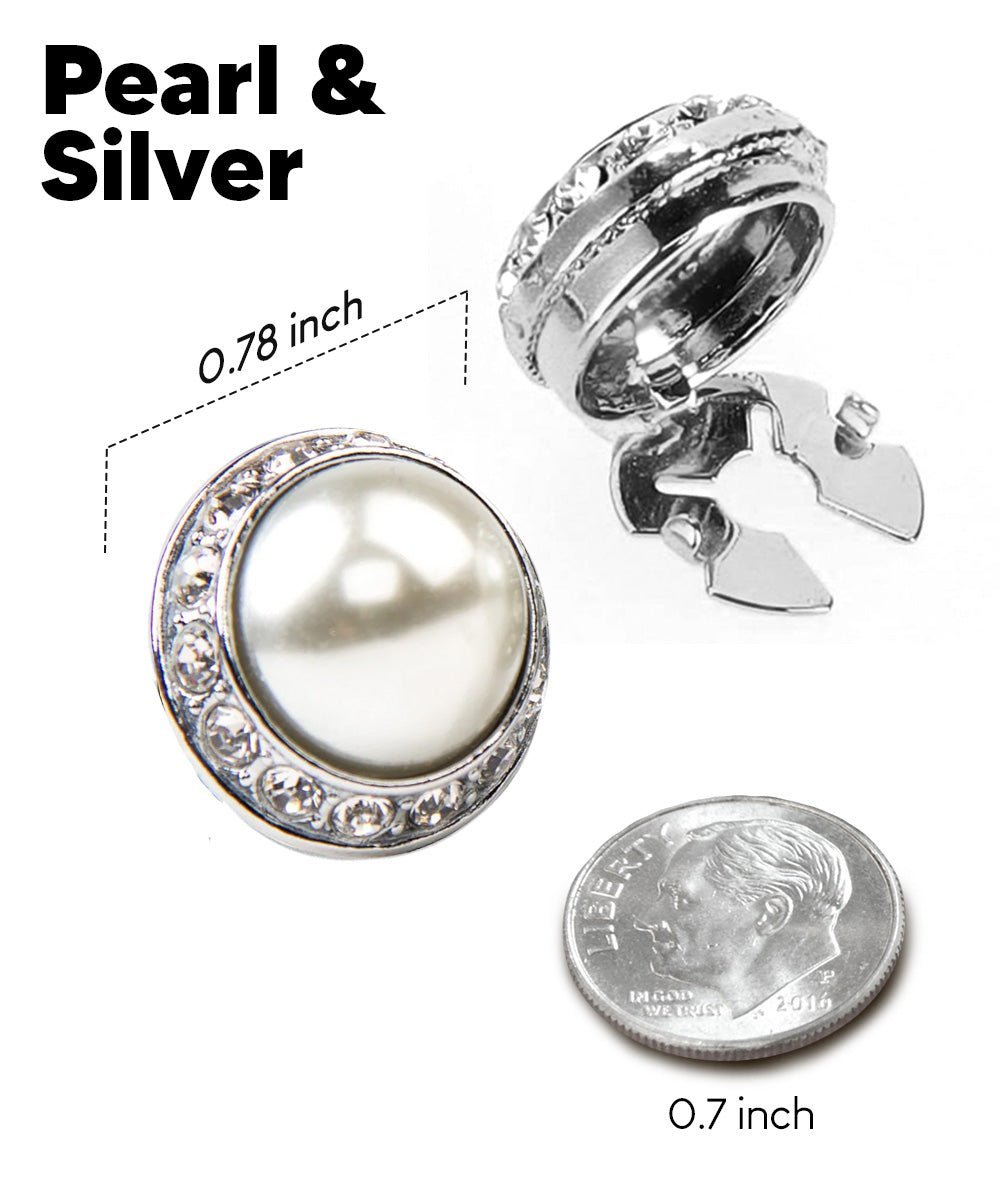 Vittorio Vico Men's Crystal Colorstone Button Cover - Suits You Sir - Pearl and Silver -