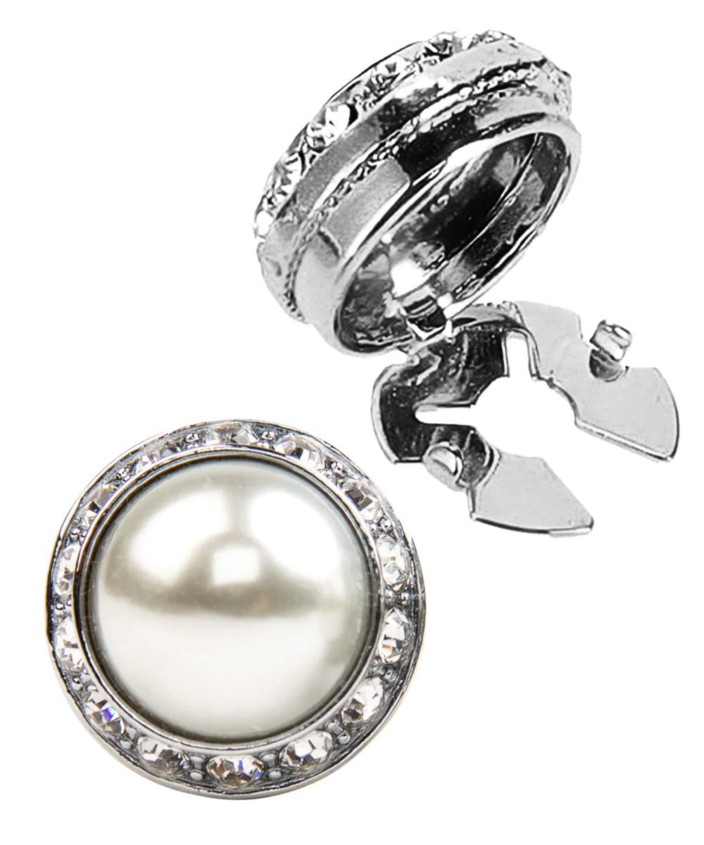 Vittorio Vico Men's Crystal Colorstone Button Cover - Suits You Sir - Pearl and Silver -