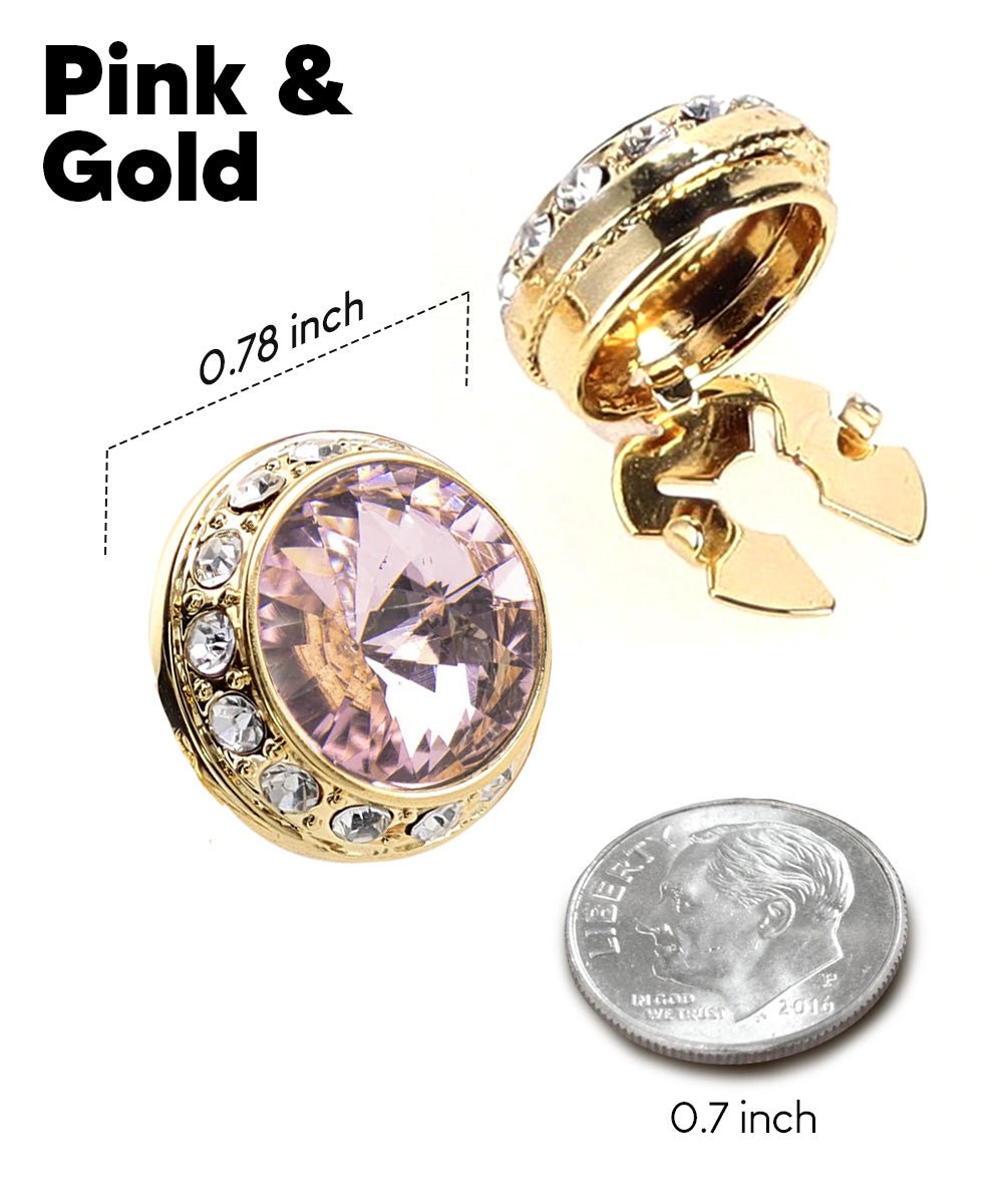 Vittorio Vico Men's Crystal Colorstone Button Cover - Suits You Sir - Pink and Gold -