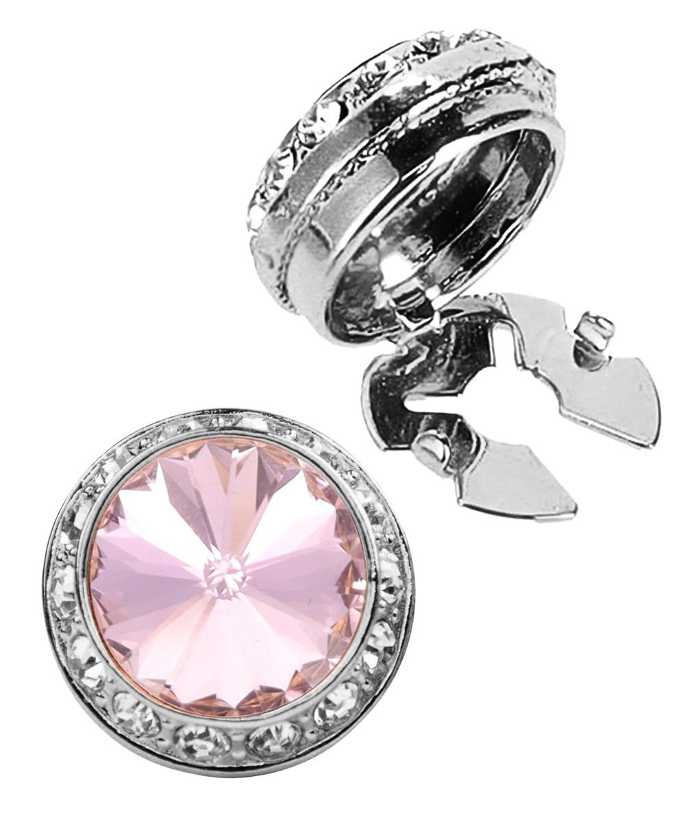 Vittorio Vico Men's Crystal Colorstone Button Cover - Suits You Sir - Pink and Silver -